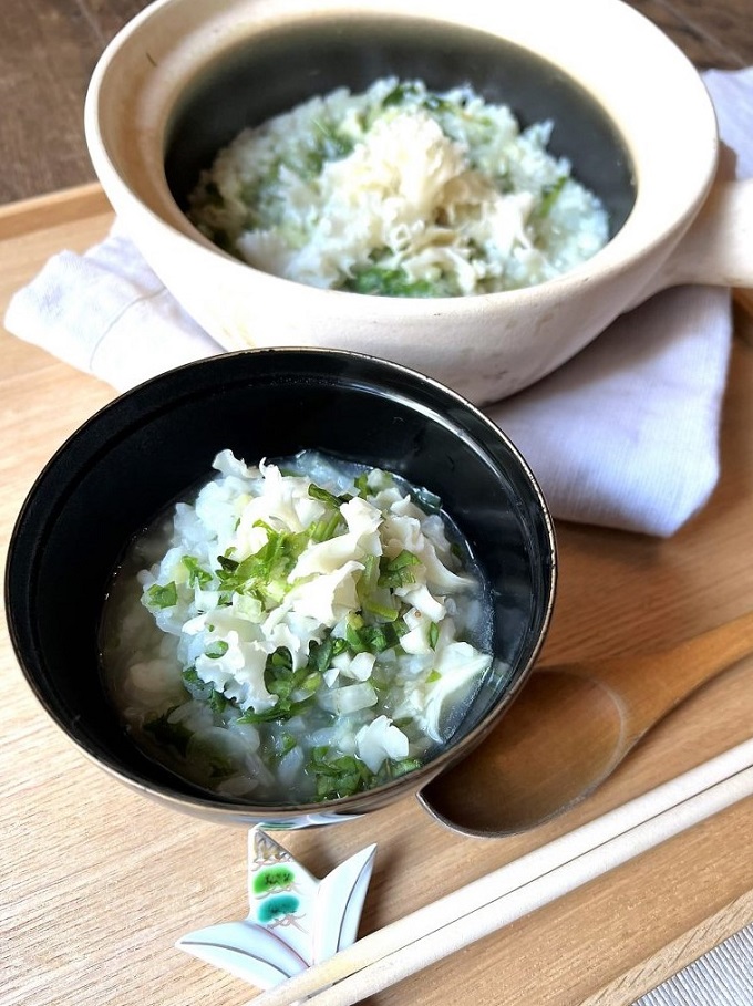 はなびら茸の七草がゆレシピ／小寒＊谷口ももよ薬膳・歳時記レシピ-2