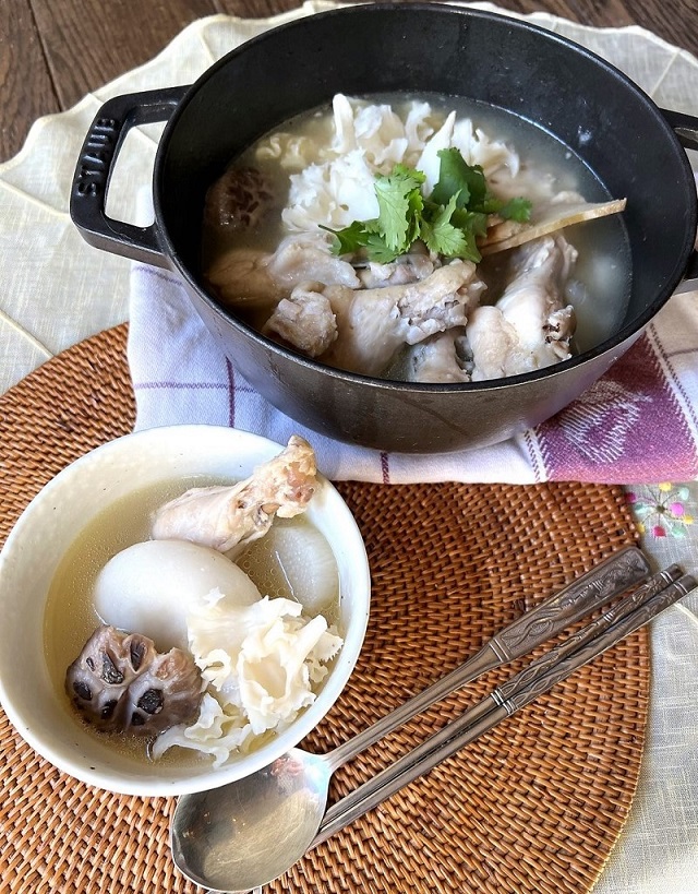 はなびら茸と山芋のサムゲタンスープ／大寒＊谷口ももよ薬膳・歳時記レシピ-2