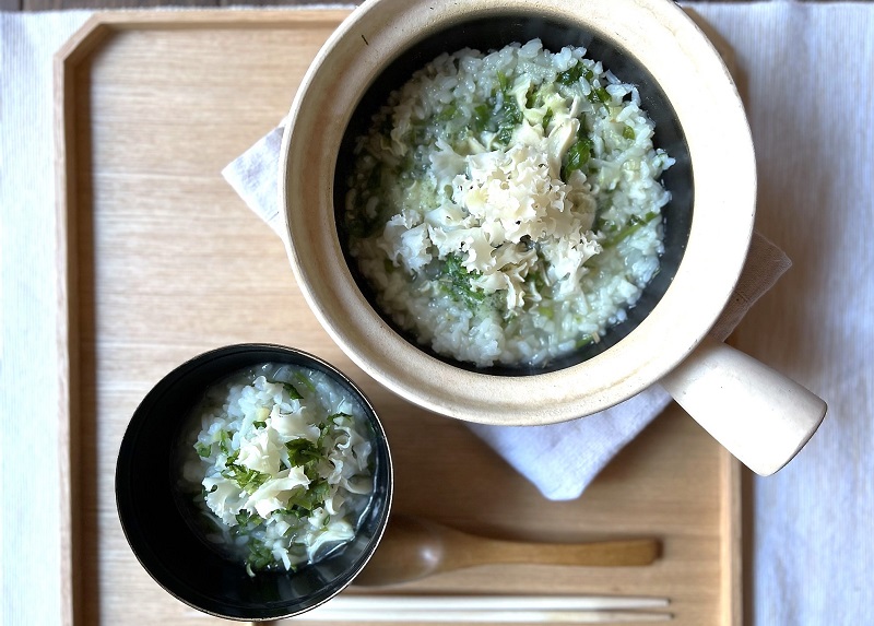 はなびら茸の七草がゆレシピ／小寒＊谷口ももよ薬膳・歳時記レシピ-1