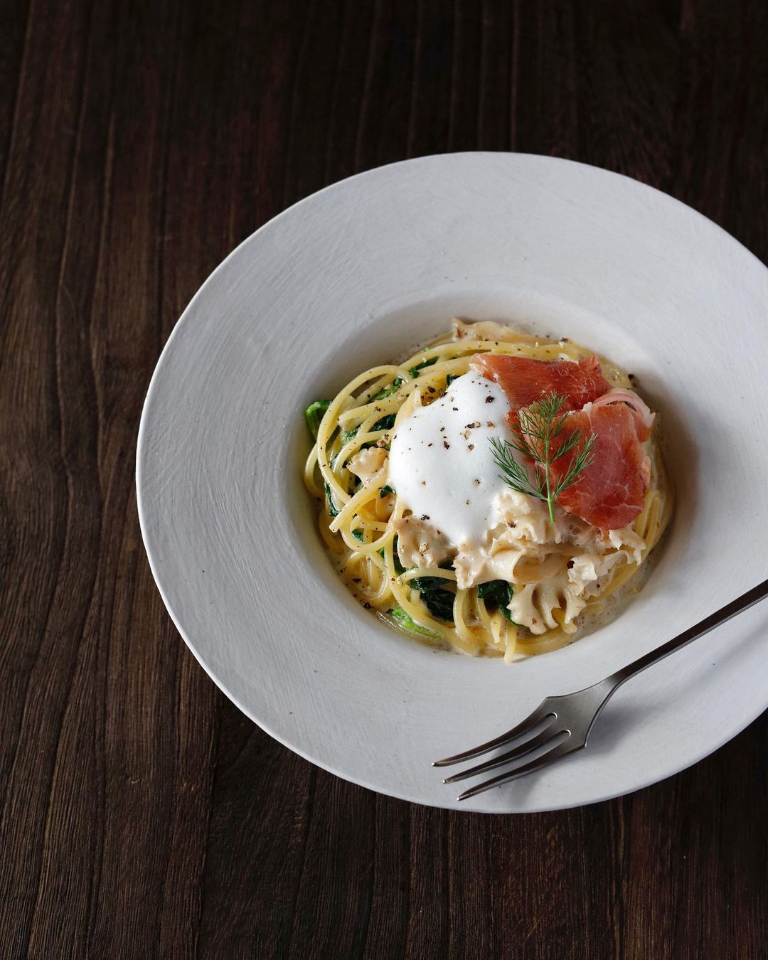 ハナビラタケのクリームパスタ_ハナビラタケレシピ写真